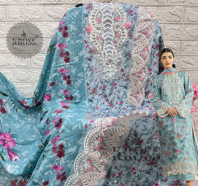 KK 2014 By Kross Kulture Embroidery Cotton Pakistani Dress Material Orders In India